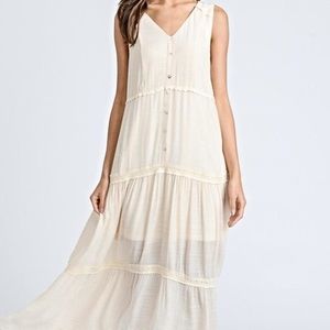 Clad and Cloth Cream Off White Maxi Dress Small